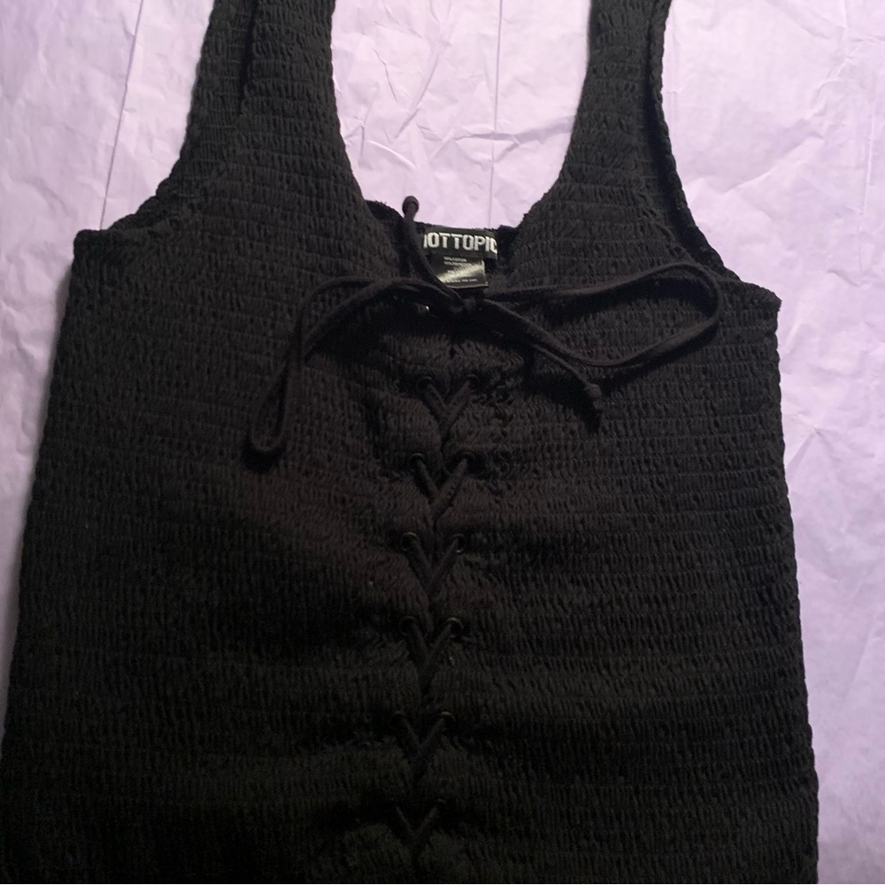 HOT TOPIC Black Lace-Up Top